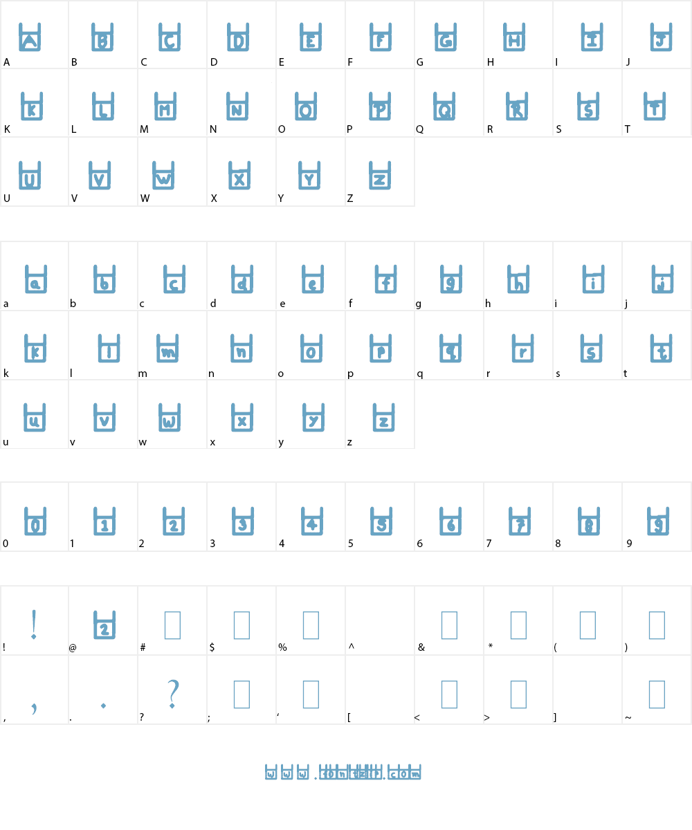 Hanging Down Font Character